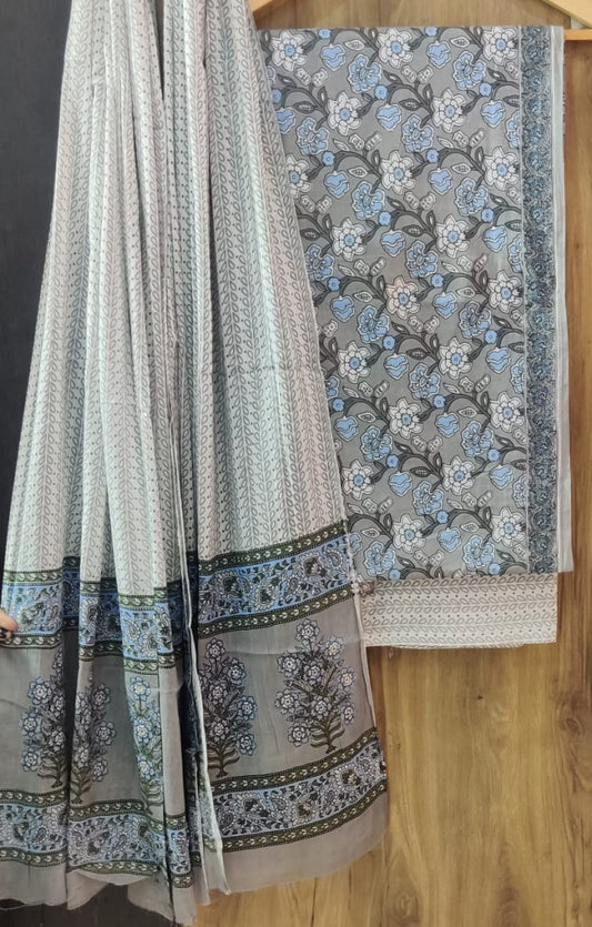 Exclusive Bagru Hand Block Printed Cotton Suit Material With Cotton Dupatta Style 119