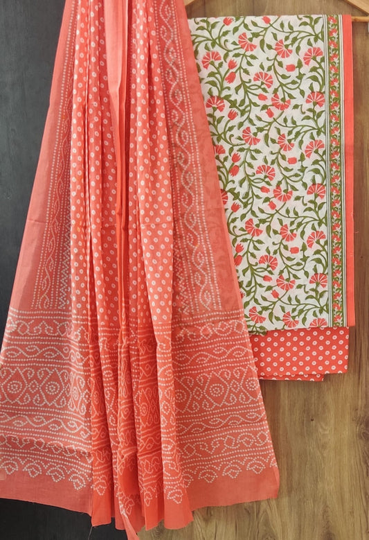 Exclusive Bagru Hand Block Printed Cotton Suit Material With Cotton Dupatta Style 134