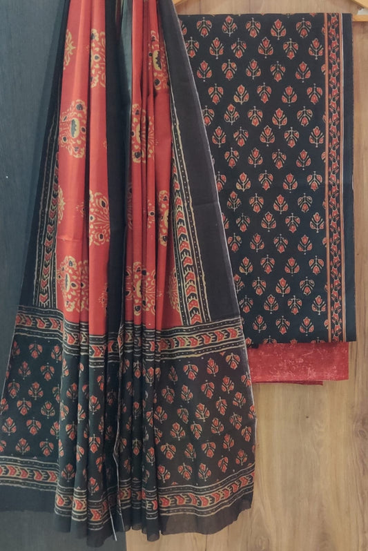 Exclusive Bagru Hand Block Printed Cotton Suit Material With Cotton Dupatta Style 136