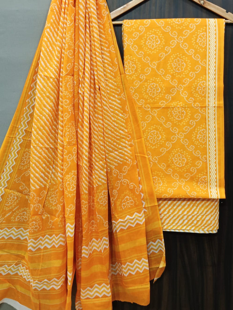 Exclusive Bagru Hand Block Printed Cotton Suit Material With Cotton Dupatta Style 143