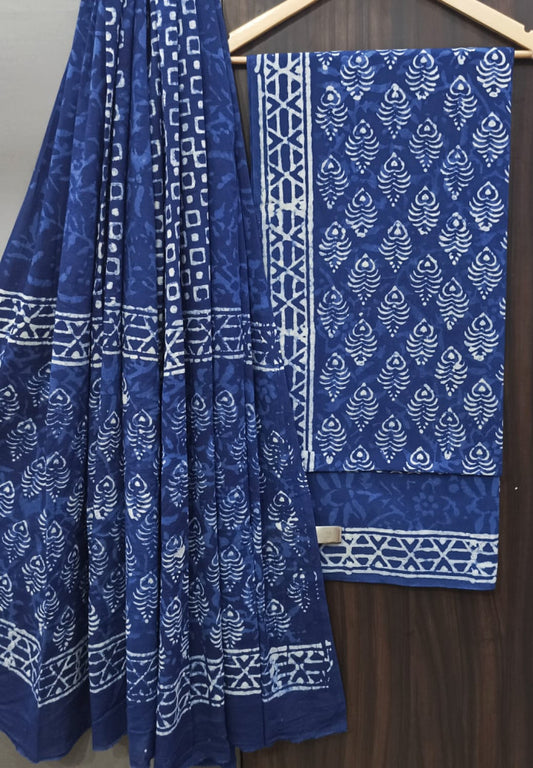 Exclusive Bagru Hand Block Printed Cotton Suit Material With Cotton Dupatta Style 146