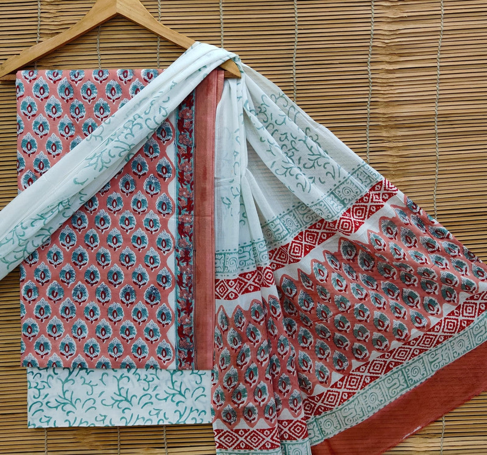 Exclusive Bagru Hand Block Printed Cotton Suit Material With Cotton Dupatta Style 15