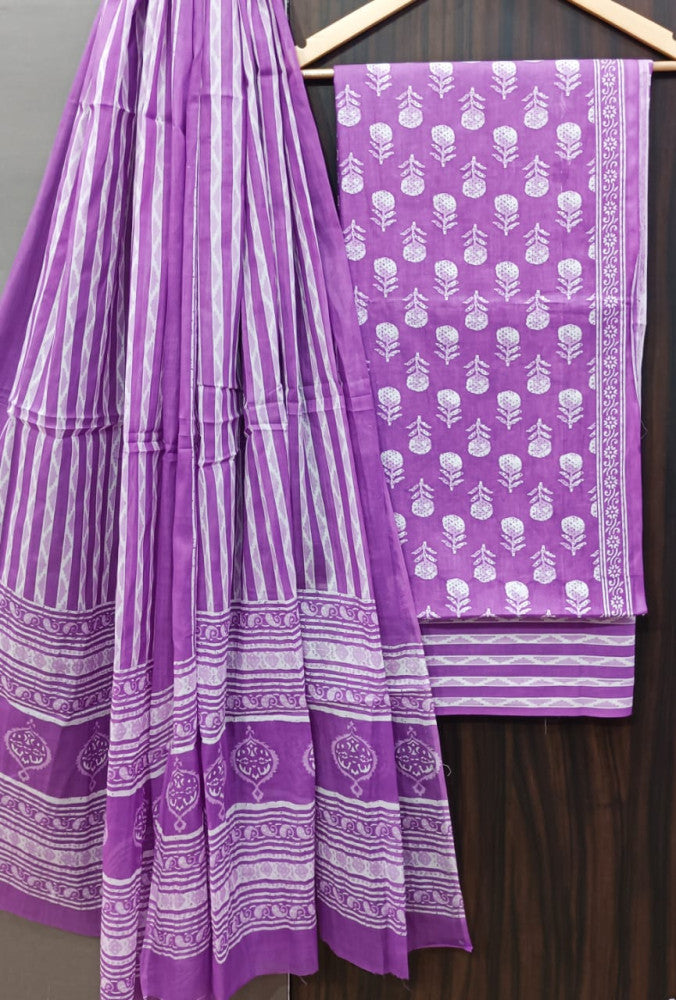 Exclusive Bagru Hand Block Printed Cotton Suit Material With Cotton Dupatta Style 152