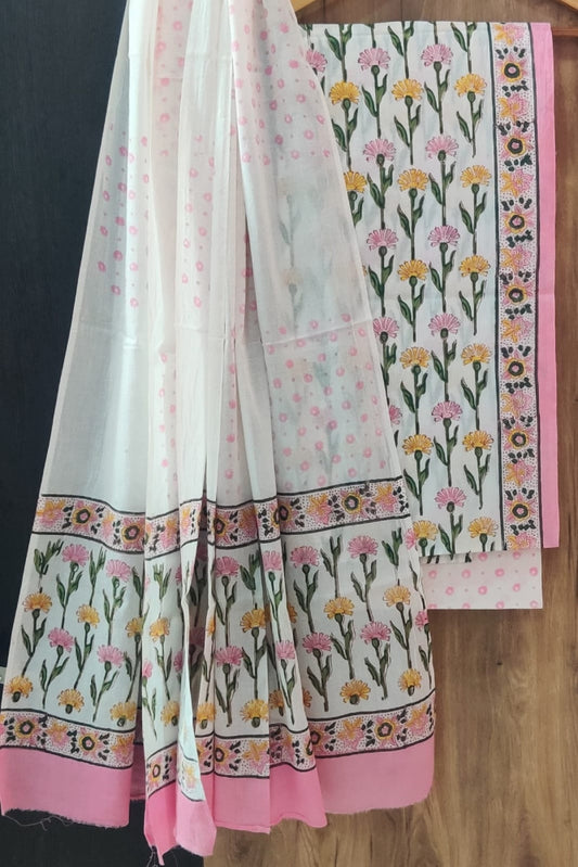 Exclusive Bagru Hand Block Printed Cotton Suit Material With Cotton Dupatta Style 153