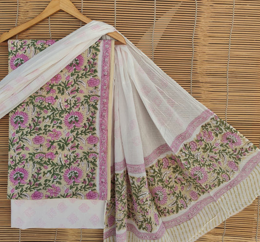 Exclusive Bagru Hand Block Printed Cotton Suit Material With Cotton Dupatta Style 16