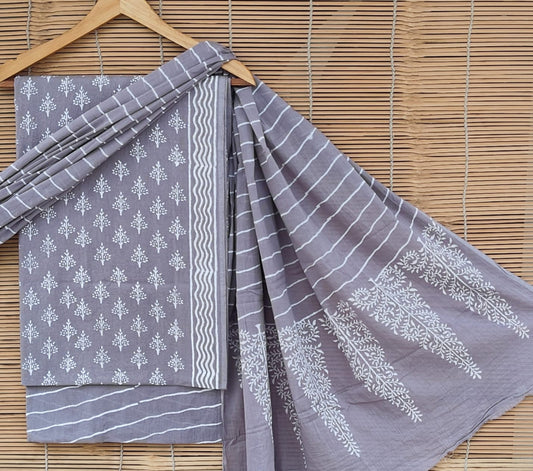 Exclusive Bagru Hand Block Printed Cotton Suit Material With Cotton Dupatta Style 21