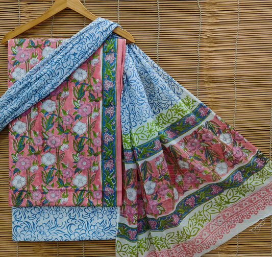 Exclusive Bagru Hand Block Printed Cotton Suit Material With Cotton Dupatta Style 22