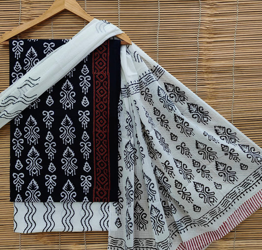 Exclusive Bagru Hand Block Printed Cotton Suit Material With Cotton Dupatta Style 23