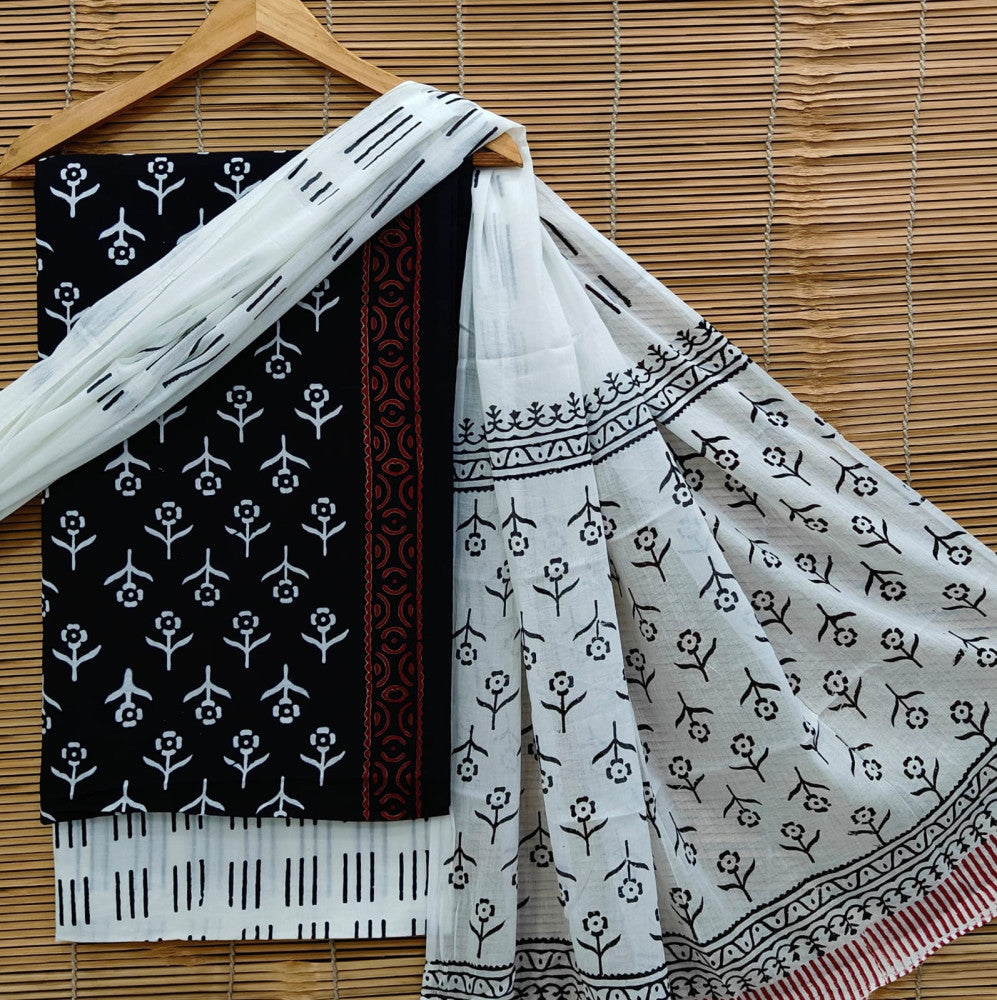 Exclusive Bagru Hand Block Printed Cotton Suit Material With Cotton Dupatta Style 24