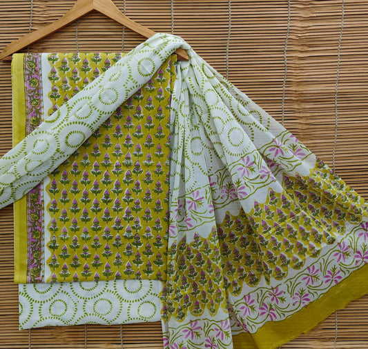 Exclusive Bagru Hand Block Printed Cotton Suit Material With Cotton Dupatta Style 25