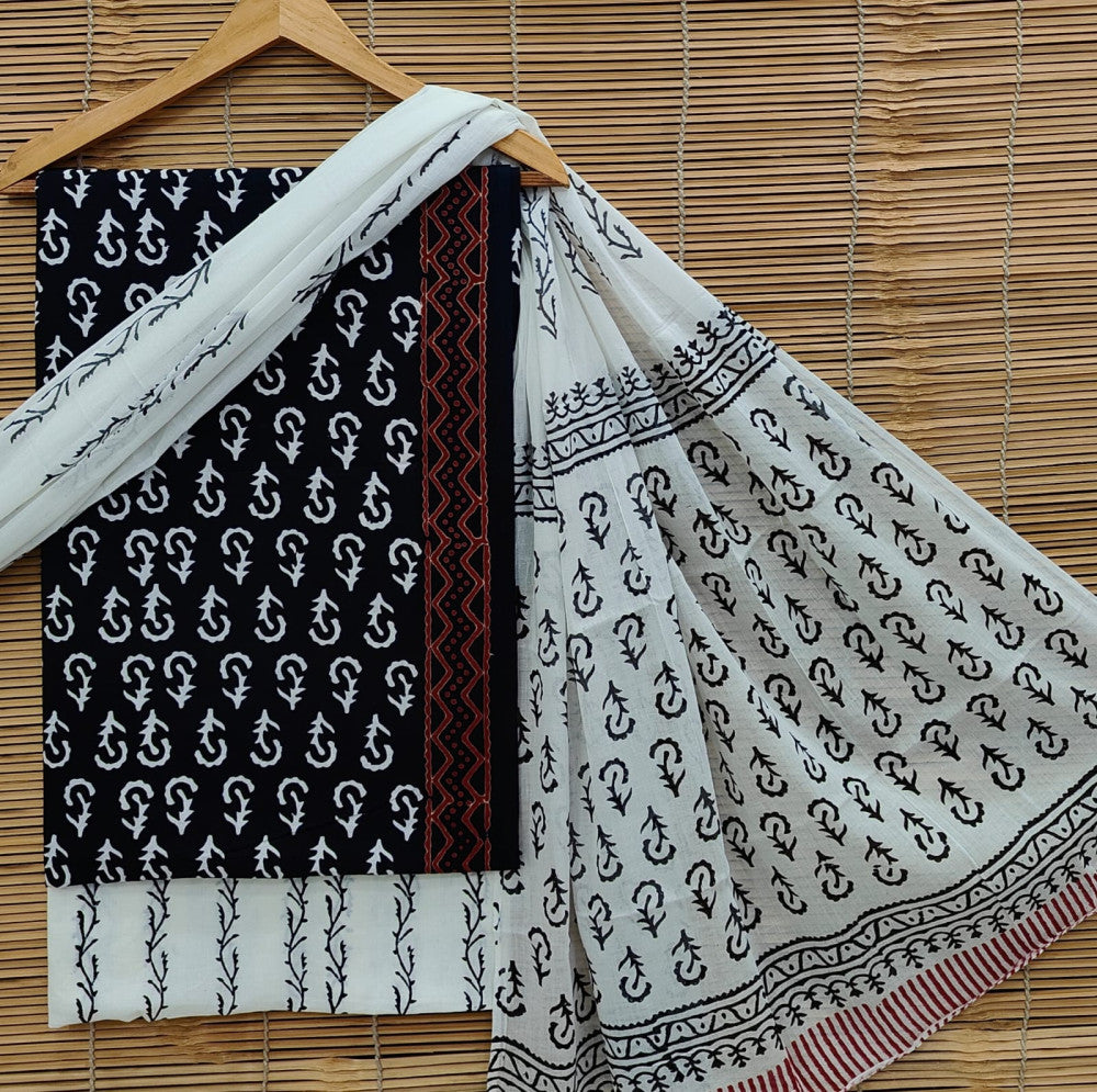 Exclusive Bagru Hand Block Printed Cotton Suit Material With Cotton Dupatta Style 30