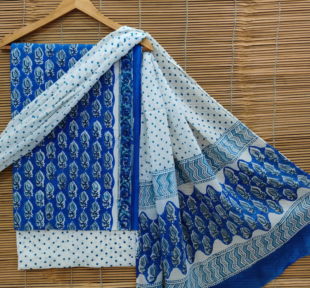 Exclusive Bagru Hand Block Printed Cotton Suit Material With Cotton Dupatta Style 37