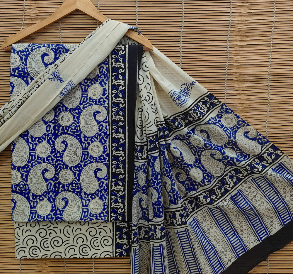 Exclusive Bagru Hand Block Printed Cotton Suit Material With Cotton Dupatta Style 38