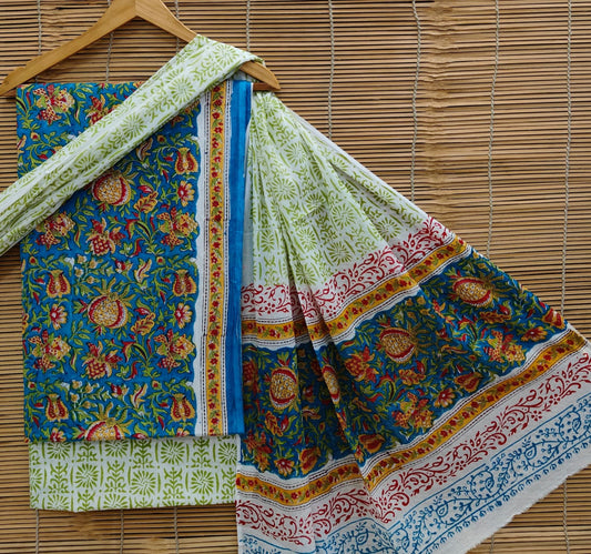 Exclusive Bagru Hand Block Printed Cotton Suit Material With Cotton Dupatta Style 41