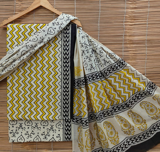Exclusive Bagru Hand Block Printed Cotton Suit Material With Cotton Dupatta Style 46