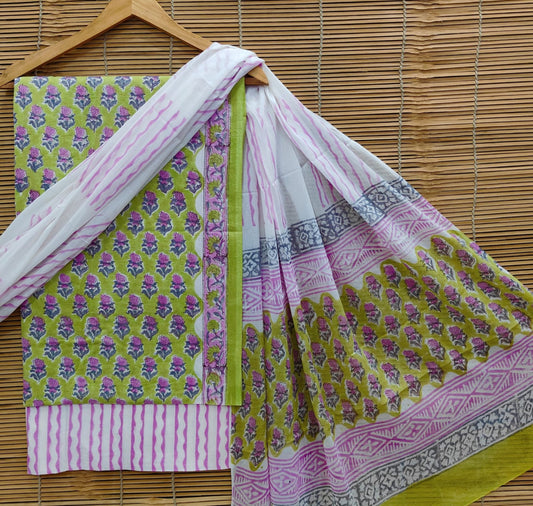 Exclusive Bagru Hand Block Printed Cotton Suit Material With Cotton Dupatta Style 47