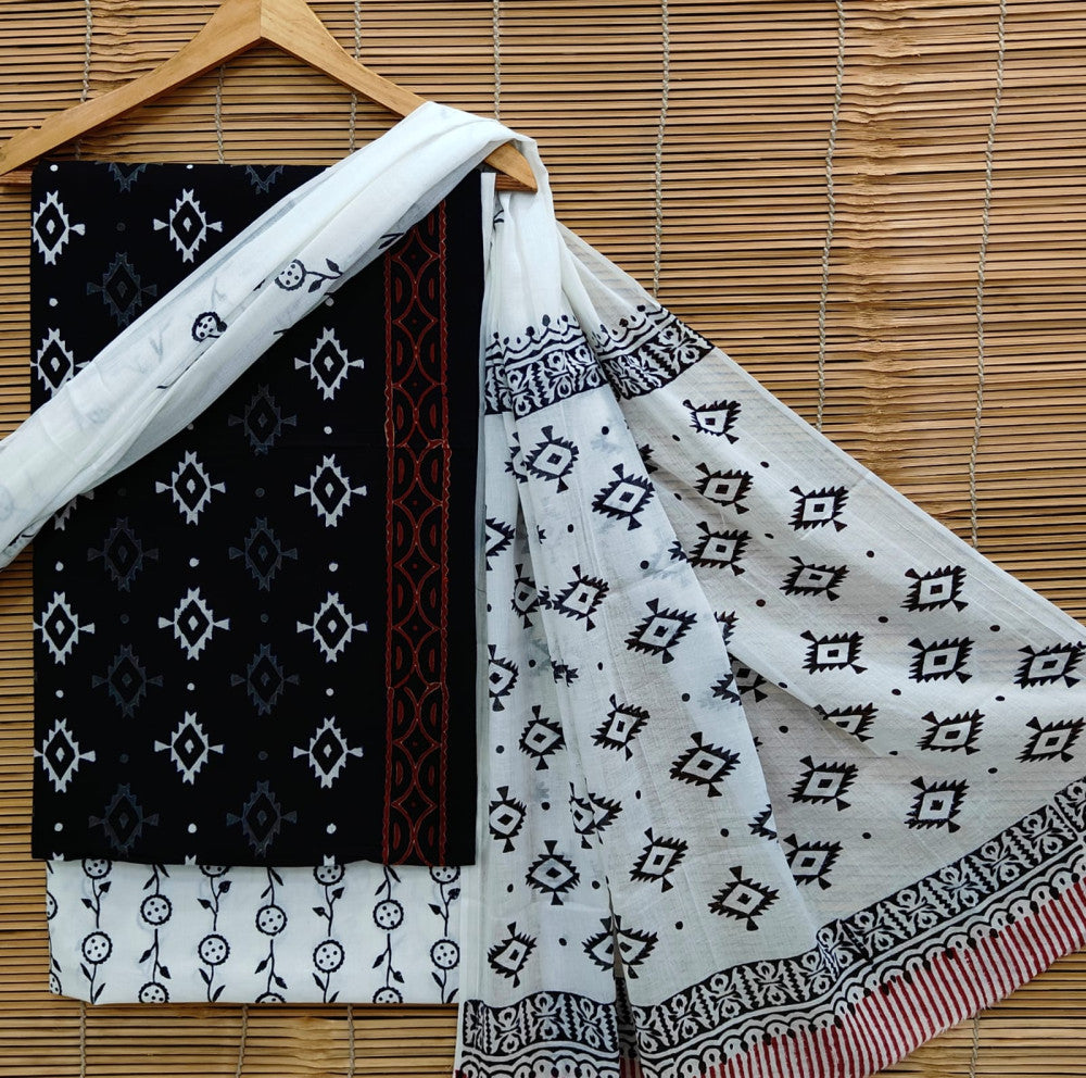 Exclusive Bagru Hand Block Printed Cotton Suit Material With Cotton Dupatta Style 48