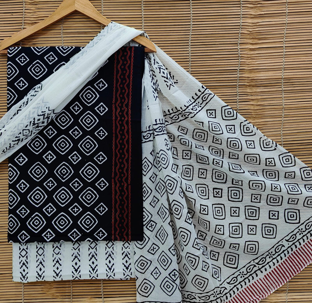 Exclusive Bagru Hand Block Printed Cotton Suit Material With Cotton Dupatta Style 50