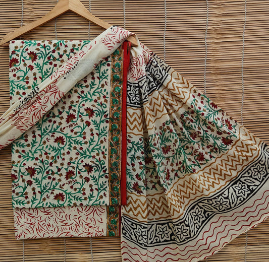 Exclusive Bagru Hand Block Printed Cotton Suit Material With Cotton Dupatta Style 51