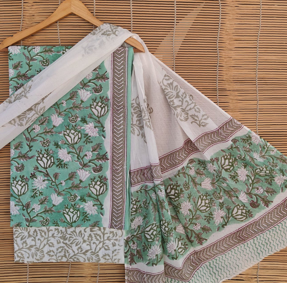 Exclusive Bagru Hand Block Printed Cotton Suit Material With Cotton Dupatta Style 54