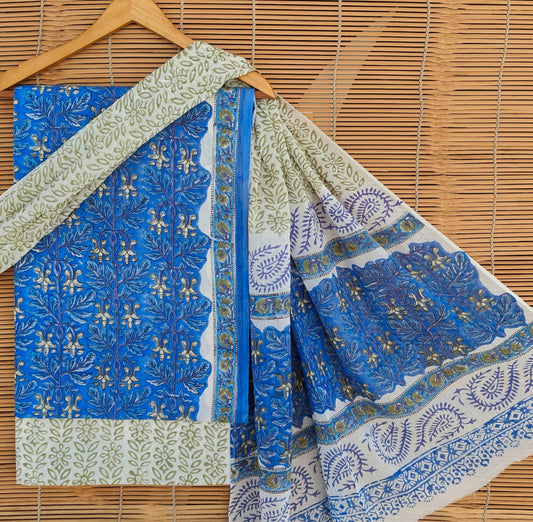 Exclusive Bagru Hand Block Printed Cotton Suit Material With Cotton Dupatta Style 58