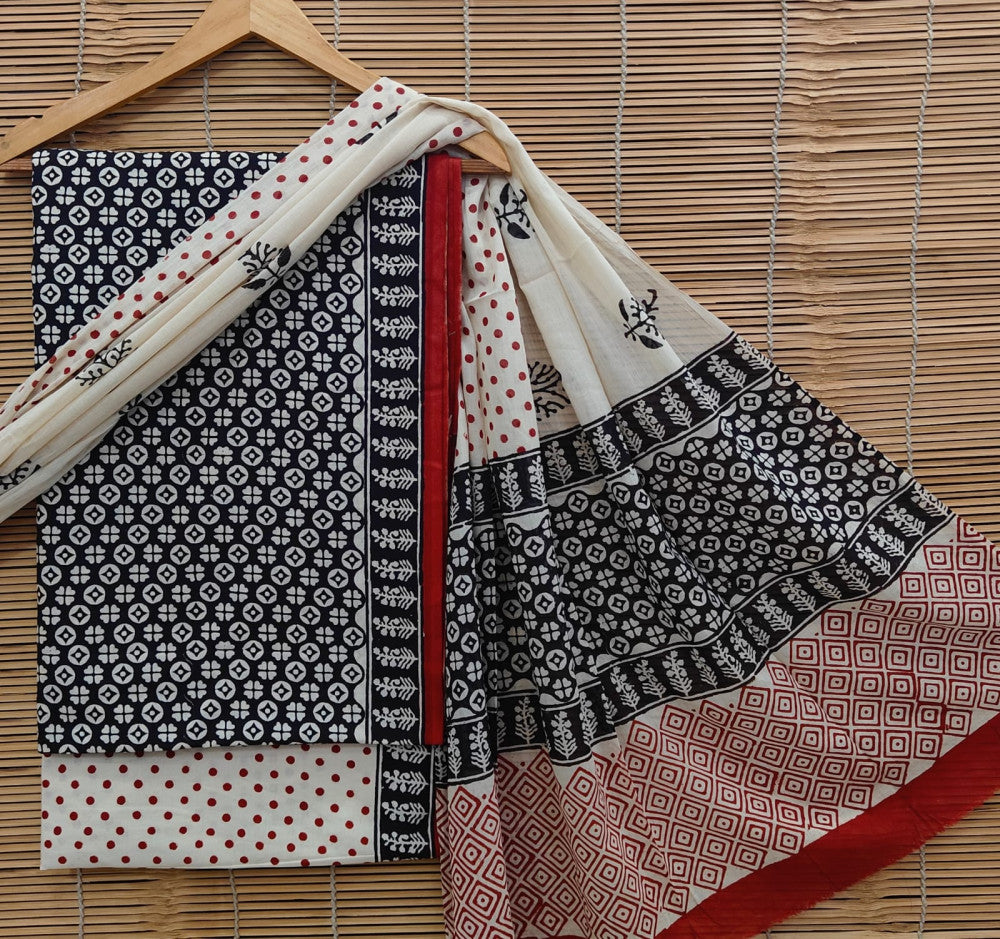 Exclusive Bagru Hand Block Printed Cotton Suit Material With Cotton Dupatta Style 6