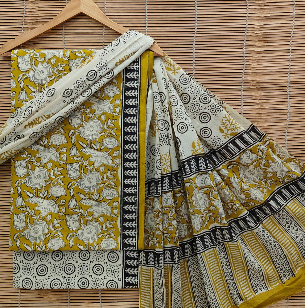 Exclusive Bagru Hand Block Printed Cotton Suit Material With Cotton Dupatta Style 62