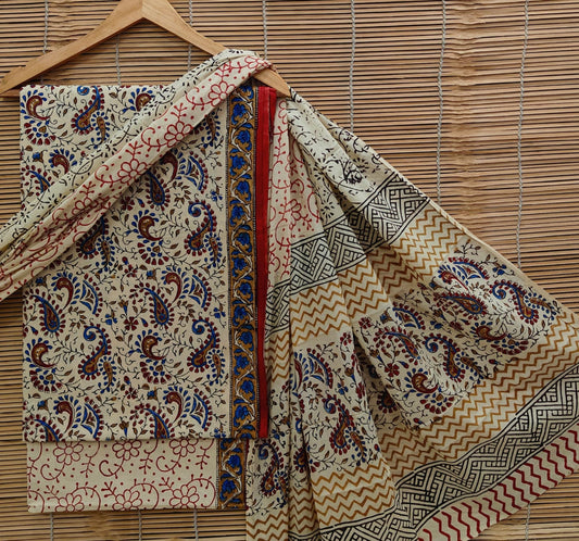 Exclusive Bagru Hand Block Printed Cotton Suit Material With Cotton Dupatta Style 67