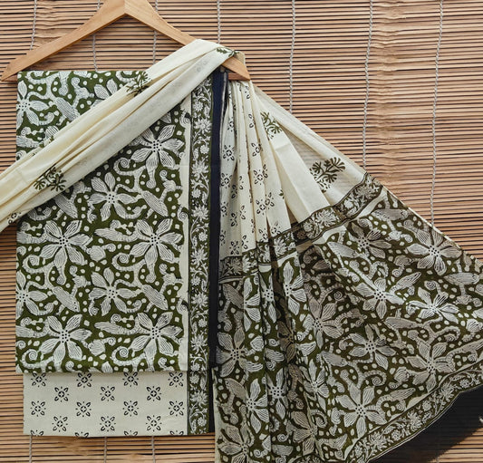 Exclusive Bagru Hand Block Printed Cotton Suit Material With Cotton Dupatta Style 69