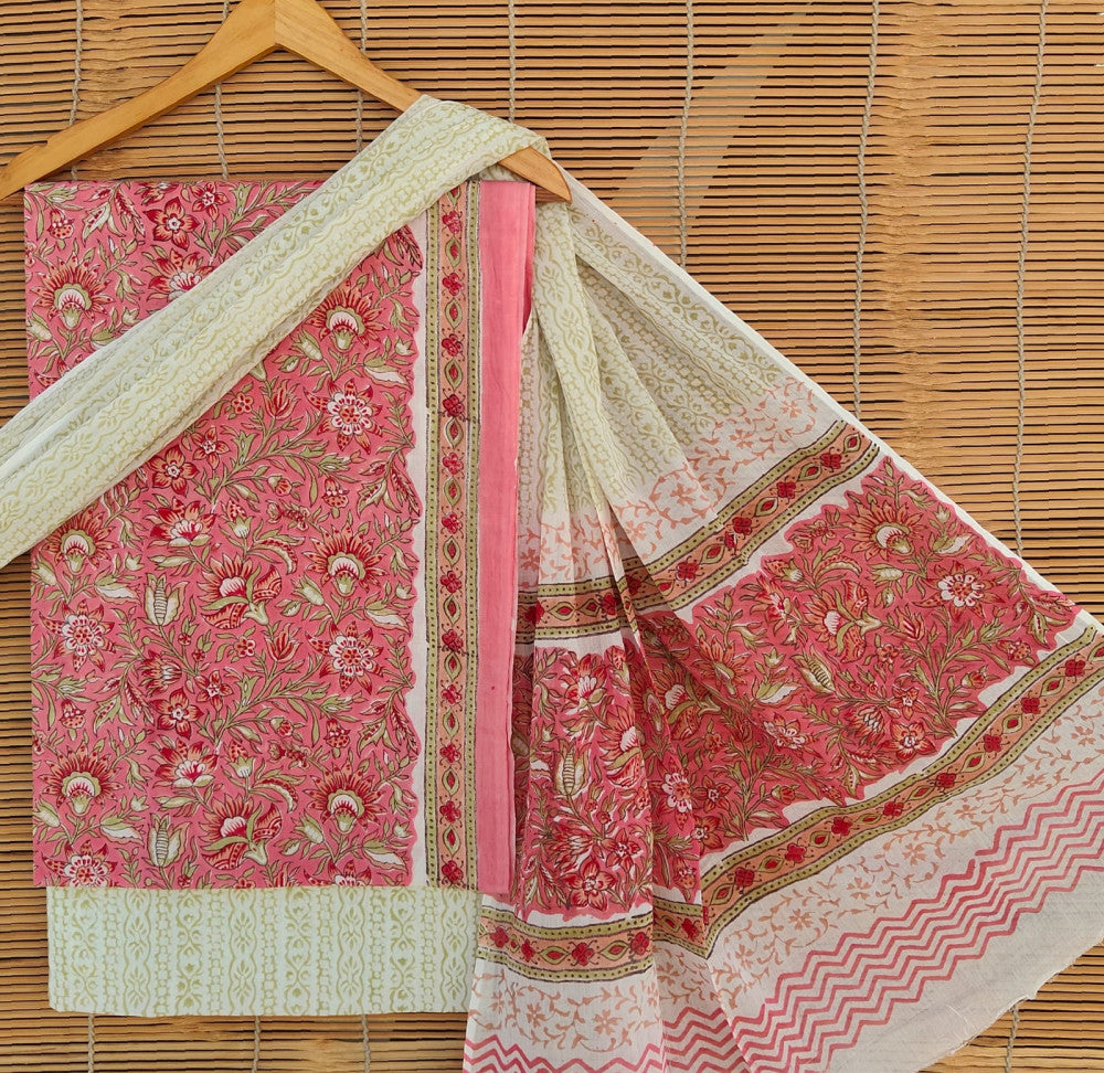 Exclusive Bagru Hand Block Printed Cotton Suit Material With Cotton Dupatta Style 7