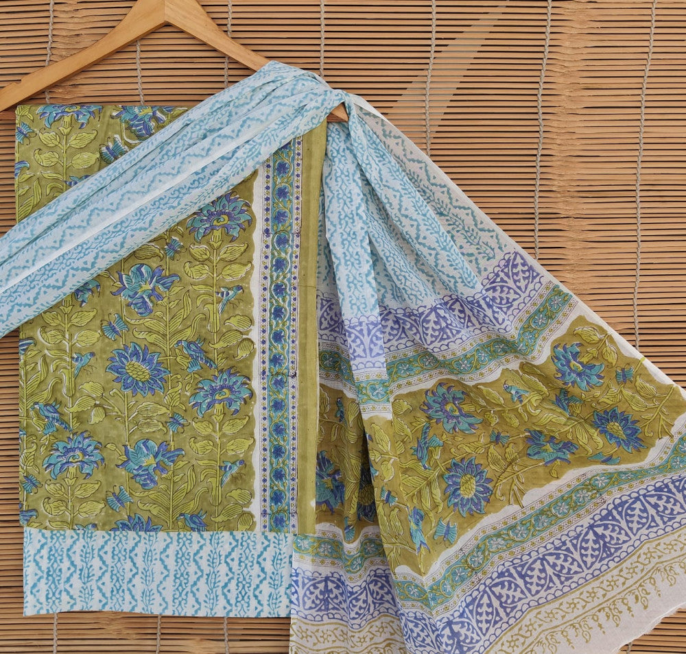 Exclusive Bagru Hand Block Printed Cotton Suit Material With Cotton Dupatta Style 70