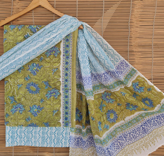 Exclusive Bagru Hand Block Printed Cotton Suit Material With Cotton Dupatta Style 70