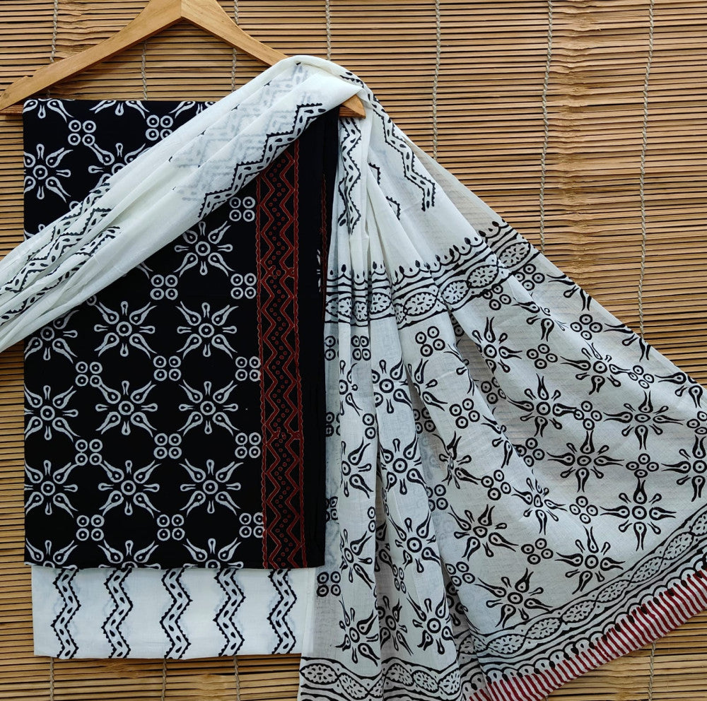 Exclusive Bagru Hand Block Printed Cotton Suit Material With Cotton Dupatta Style 71