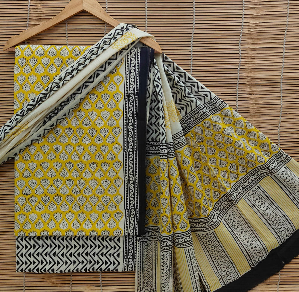 Exclusive Bagru Hand Block Printed Cotton Suit Material With Cotton Dupatta Style 72