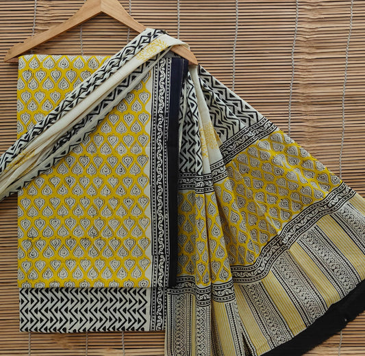 Exclusive Bagru Hand Block Printed Cotton Suit Material With Cotton Dupatta Style 72