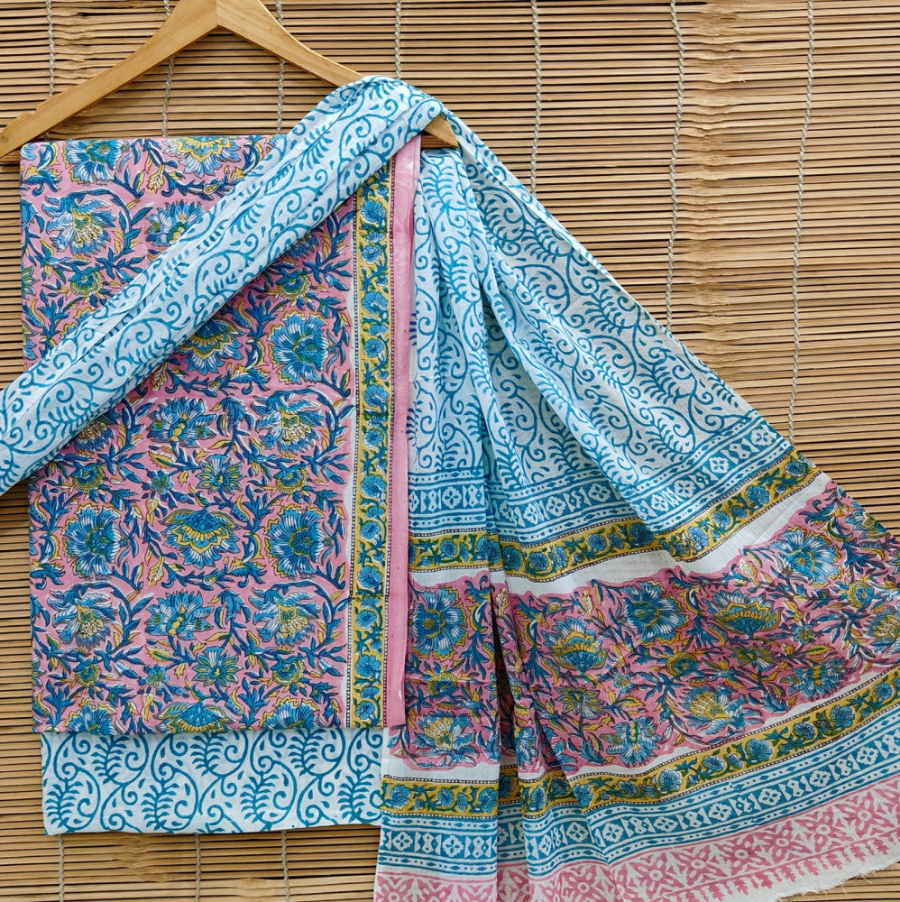 Exclusive Bagru Hand Block Printed Cotton Suit Material With Cotton Dupatta Style 77
