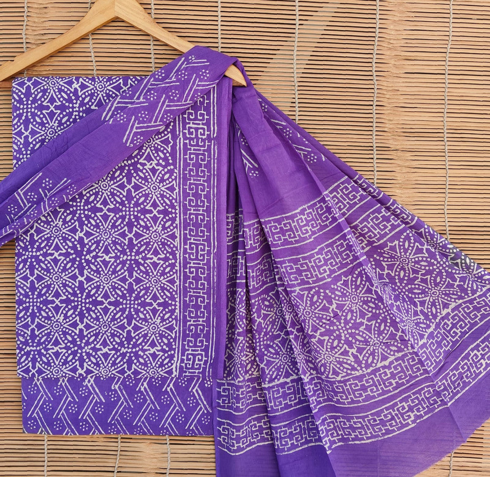 Exclusive Bagru Hand Block Printed Cotton Suit Material With Cotton Dupatta Style 78