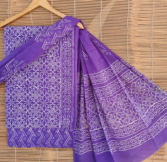 Exclusive Bagru Hand Block Printed Cotton Suit Material With Cotton Dupatta Style 78