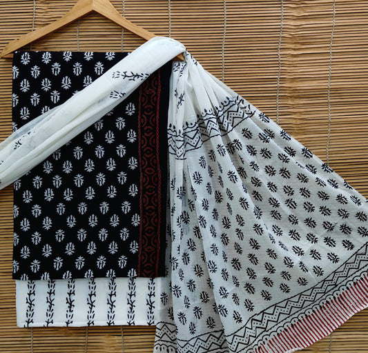 Exclusive Bagru Hand Block Printed Cotton Suit Material With Cotton Dupatta Style 8