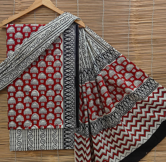 Exclusive Bagru Hand Block Printed Cotton Suit Material With Cotton Dupatta Style 80