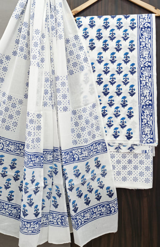 Exclusive Bagru Hand Block Printed Cotton Suit Material With Cotton Dupatta Style 84