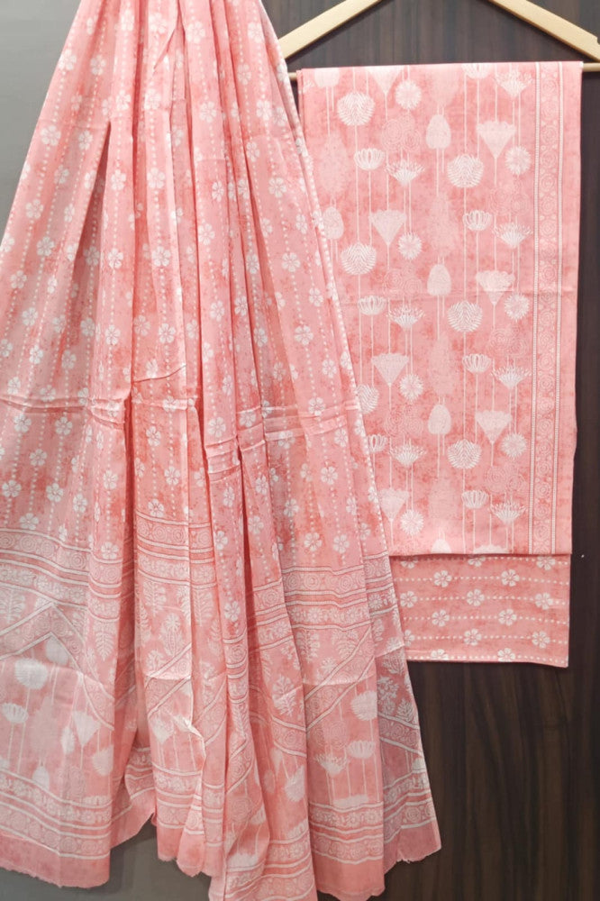 Exclusive Bagru Hand Block Printed Cotton Suit Material With Cotton Dupatta Style 92