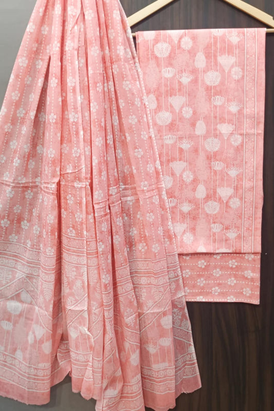 Exclusive Bagru Hand Block Printed Cotton Suit Material With Cotton Dupatta Style 92