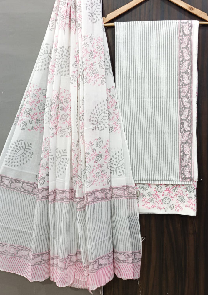 Exclusive Bagru Hand Block Printed Cotton Suit Material With Cotton Dupatta Style 96