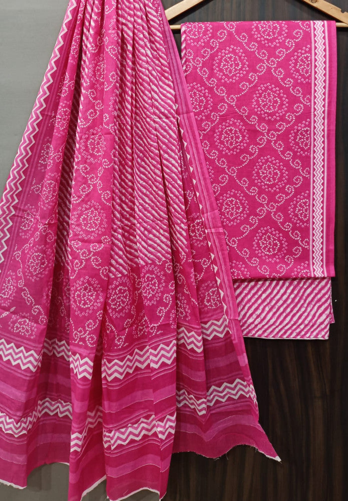 Exclusive Bagru Hand Block Printed Cotton Suit Material With Cotton Dupatta Style 97