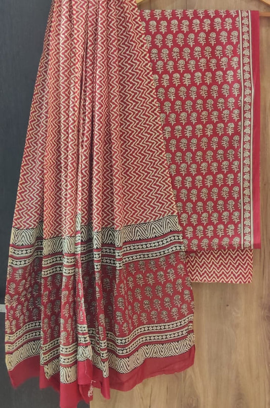 Exclusive Bagru Hand Block Printed Cotton Suit Material With Cotton Dupatta Style 98