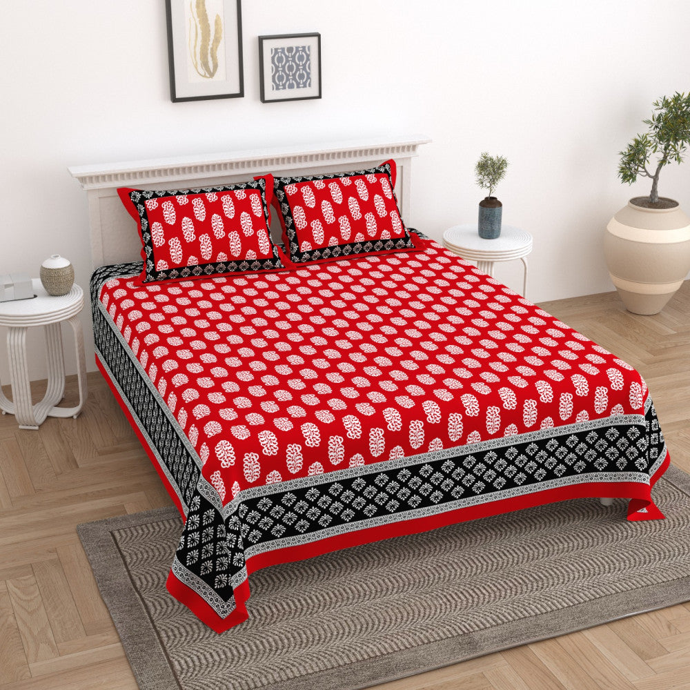 Exclusive Jaipuri Bagru Hand Block Printed Double Bedsheet With Zip Pillow Cover Style 16