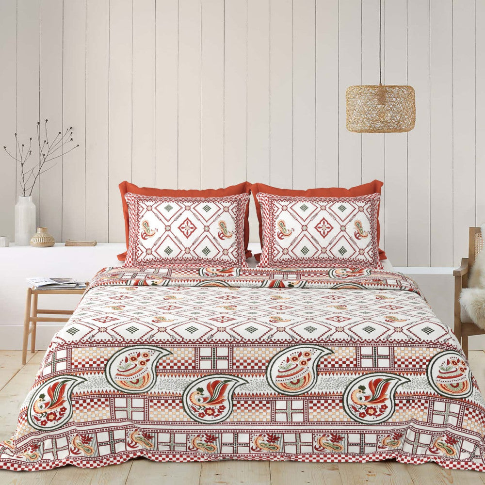 Exclusive Jaipuri Bagru Hand Block Printed Double Bedsheet With Zip Pillow Cover Style 27