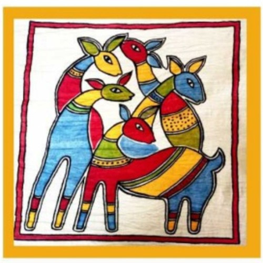 Family Of Deer Themed Karuppur Kalamkari Painting