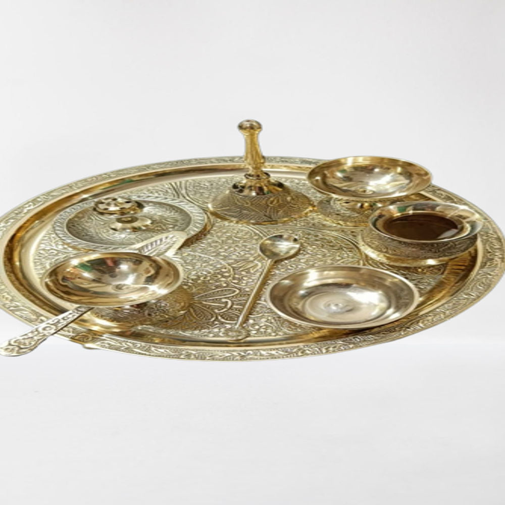 Fancy Brass Puja Thali Set Of 8